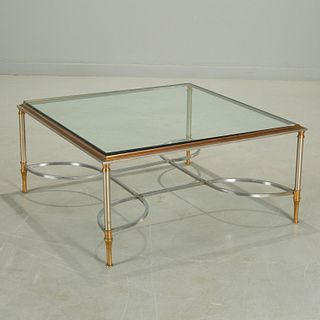 Maison Jansen style steel and brass coffee table