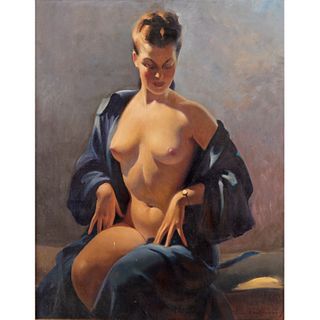 Bradshaw Crandell, nude pinup, oil on canvas