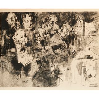 Jack Levine, etching and drypoint on paper