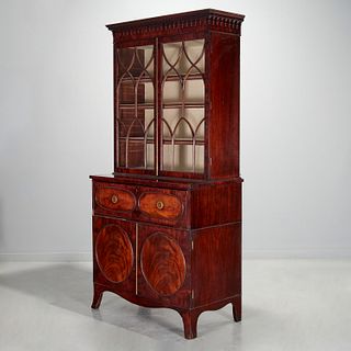George III figured mahogany secretary bookcase