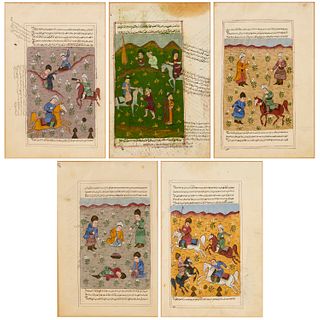 (5) Indo-Persian illustrated manuscript pages