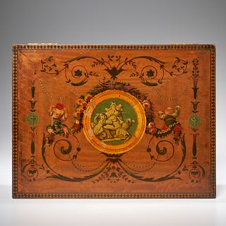 George III paint decorated satinwood box