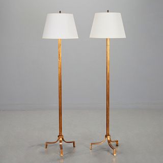 Vaughan, pair gilt metal floor lamps