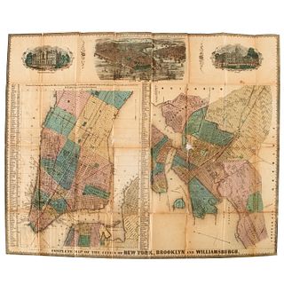 Hand-colored "Map of the Cities of New York", 1852