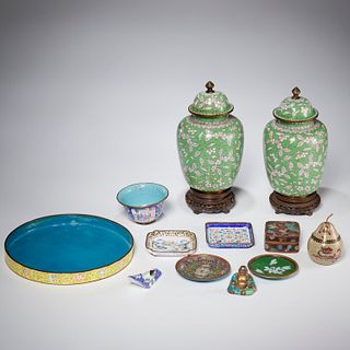 Group Chinese cloisonne and enamelware objects