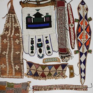 Group tribal bead and shell adorned accessories