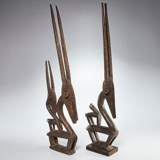 Bambara Peoples, (2) Chiwara antelope figures