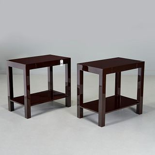 Pair Contemporary Designer lacquer end tables