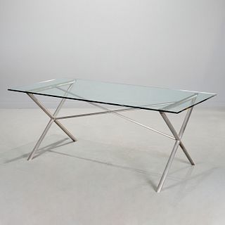 B & B Italia style glass and aluminum table