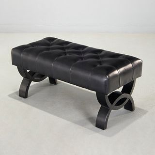 Modernist black leatherette bench