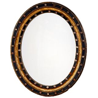 Irish Regency ebonized and jeweled mirror