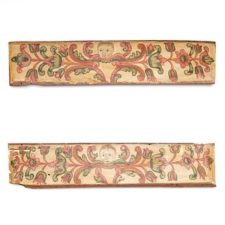 Pair Continental polychrome painted panels
