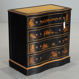Chinoiserie ox bow front chest of drawers