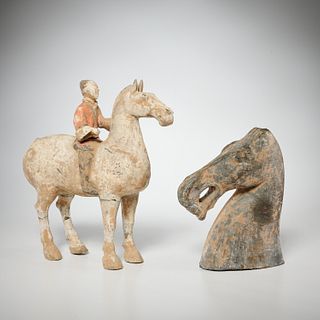 Chinese Han style equine pottery group