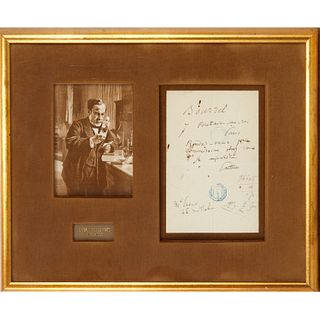 Louis Pasteur, signed autograph note