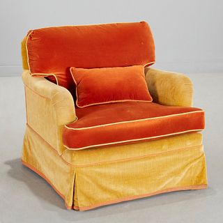 Custom two-tone upholstered club chair