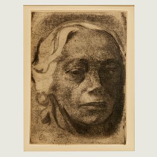Kathe Kollwitz, Self Portrait, etching