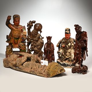 (6) antique Asian & Southeast Asian carved figures