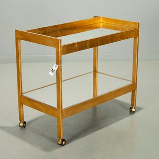 Contemporary gold leaf and mirror bar cart