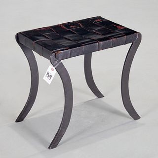 Designer leather strap &  wrought iron stool