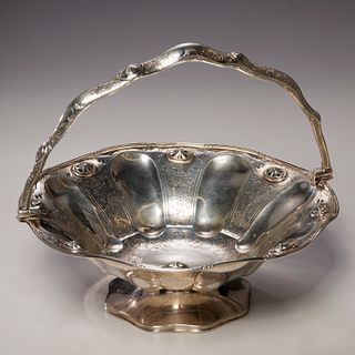 Victorian engraved sterling silver basket
