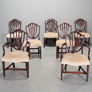 Set (7) Hepplewhite style mahogany dining chairs