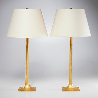 Pair Fondica style gilt metal table lamps