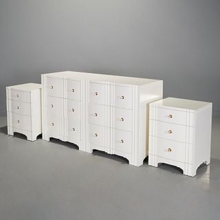 Contemporary Designer white lacquer bedroom set