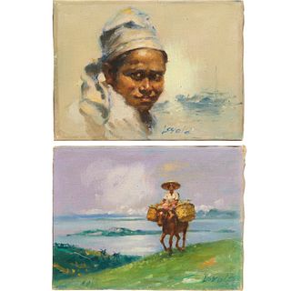 Victor Loyola, (2) oils on canvas
