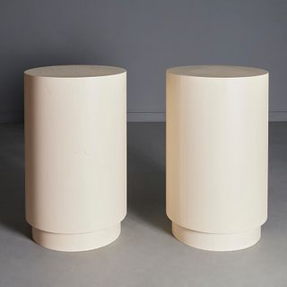 Pair custom Modernist cylinder pedestals