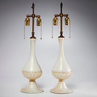 Nice pair Vintage Murano glass table lamps