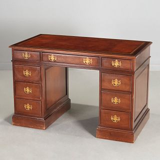 Kittinger mahogany leather top pedestal desk