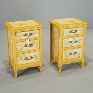 Pair French style paint decorated chests
