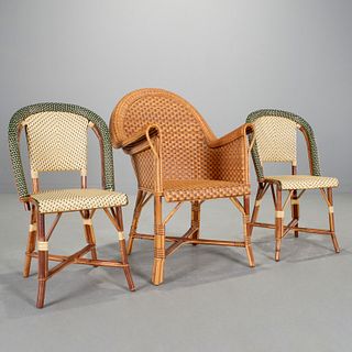 (3) Maison Drucker woven rattan cafe chairs