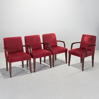 Set (4) Art Deco style upholstered arm chairs