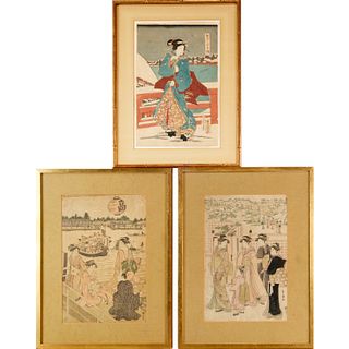 (3) Japanese woodblock prints, 18th & 19th c.