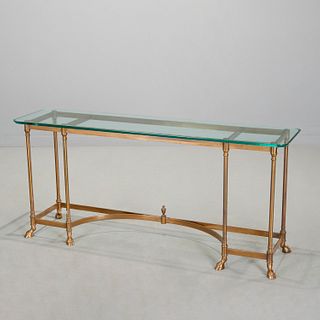LaBarge brass and glass console table