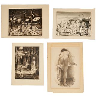 Emil Ganso, (4) etchings incl. nude