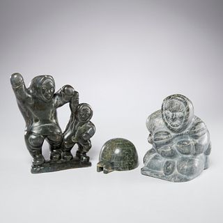 (3) Inuit stone sculptures, incl. Davidealuk