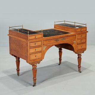 George IV style inlaid mahogany desk