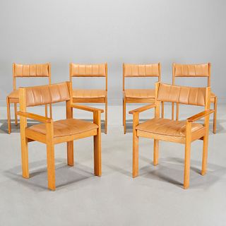 Charles Webb (attrib), (6) oak dining chairs