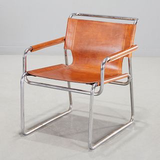 Stendig steel and leather sling lounge chair