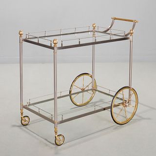 Jansen style steel and brass bar cart