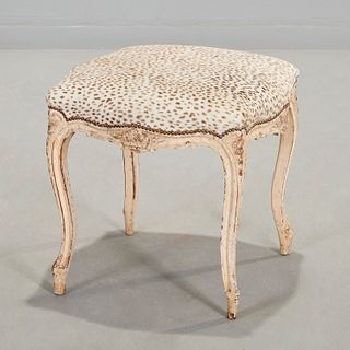 Louis XV style pony hair upholstered stool