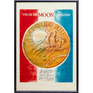 Astronauts signed Apollo 13 lithographic poster