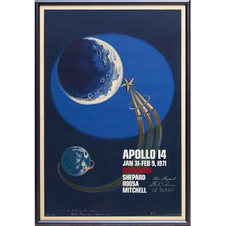 Astronauts signed Apollo 14 lithographic poster