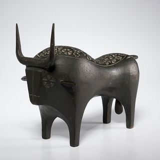 Mid-Century Modern bronze bull