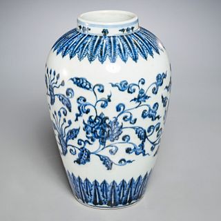 Chinese blue and white lotus vase