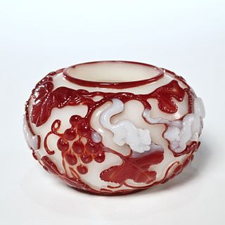 Chinese red overlay glass water coupe