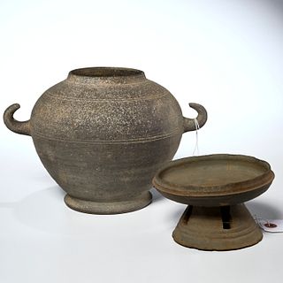 Korean Silla Kingdom gray ware pottery jar